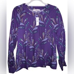 Ann Taylor LOFT Purple Paisley Print Ladies Top Size Medium NWT